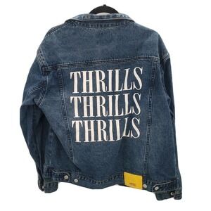 WESC denim trucker jacket unisex mens medium womens large THRILL graphic rare